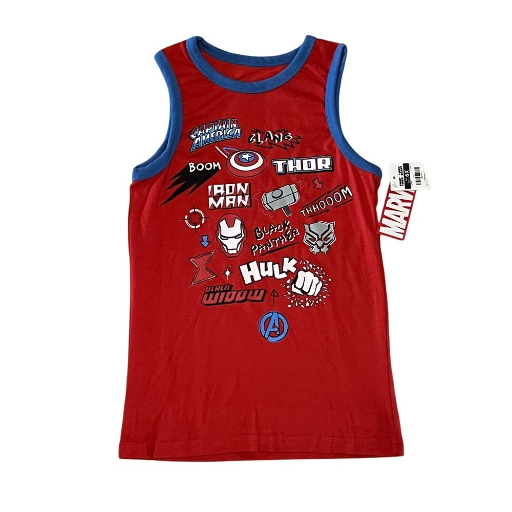 Marvel Red Tank Top with Blue‎ Trim